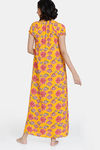 Zivame Blotched Bloom Woven Full Length Nightdress - Solar Power — thumbnail 3